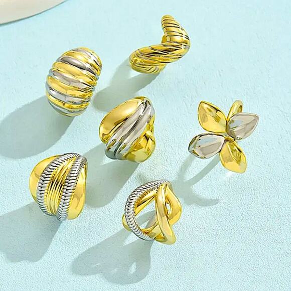 Stainless Steel Statement Ring, Boho Exaggerated Big Large - Picture 3 of 4